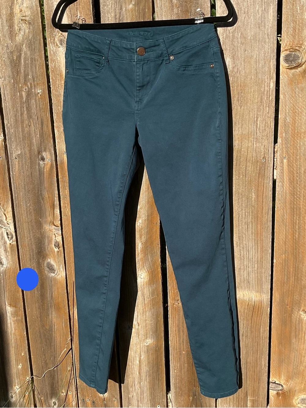 Maurices Teal Skinny Pants Womens S Regular Stretch Mid Rise Ankle Pants